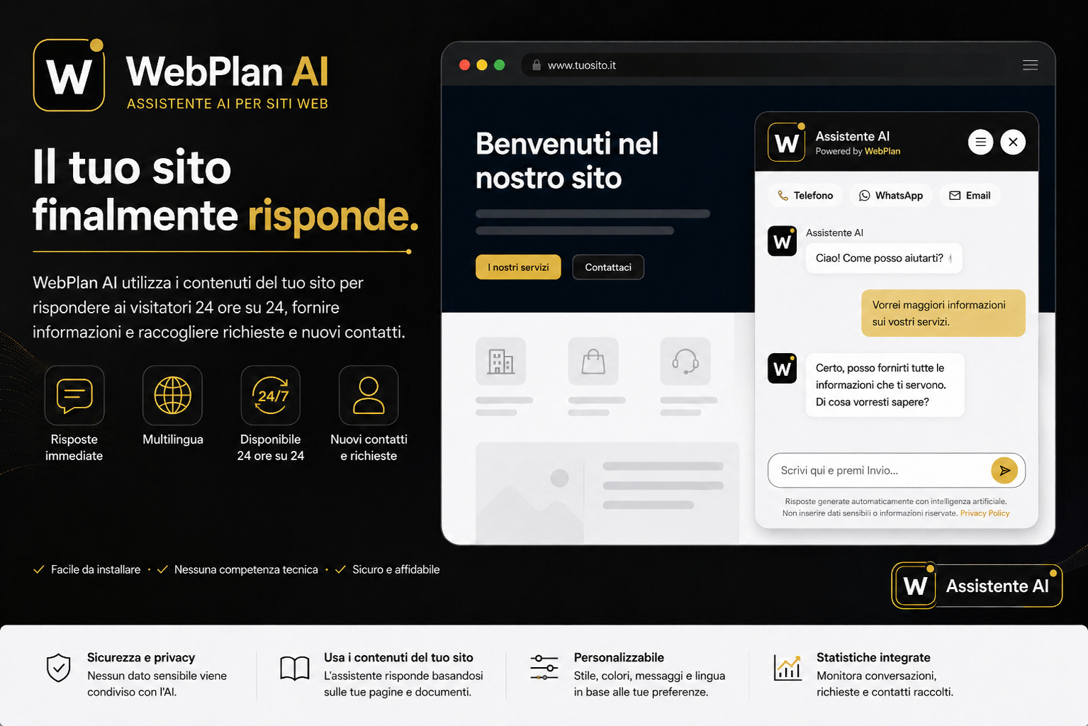 WebPlan AI - Assistente AI per siti web